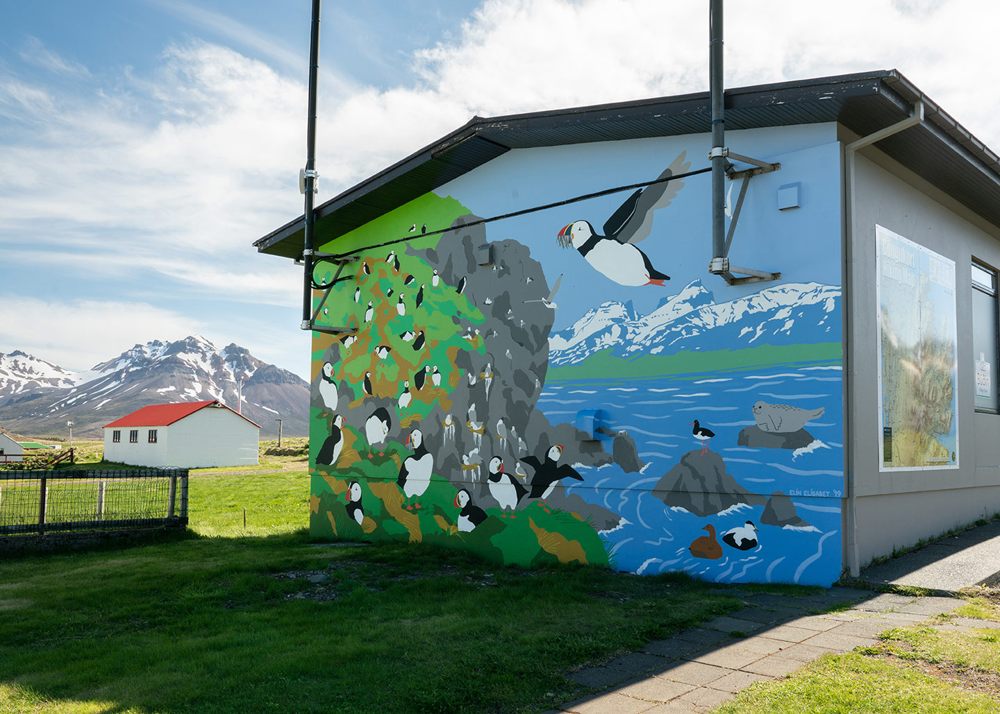 Mural on the store in Borgarfjörður eystri by Elín Elísabet Einarsdóttir