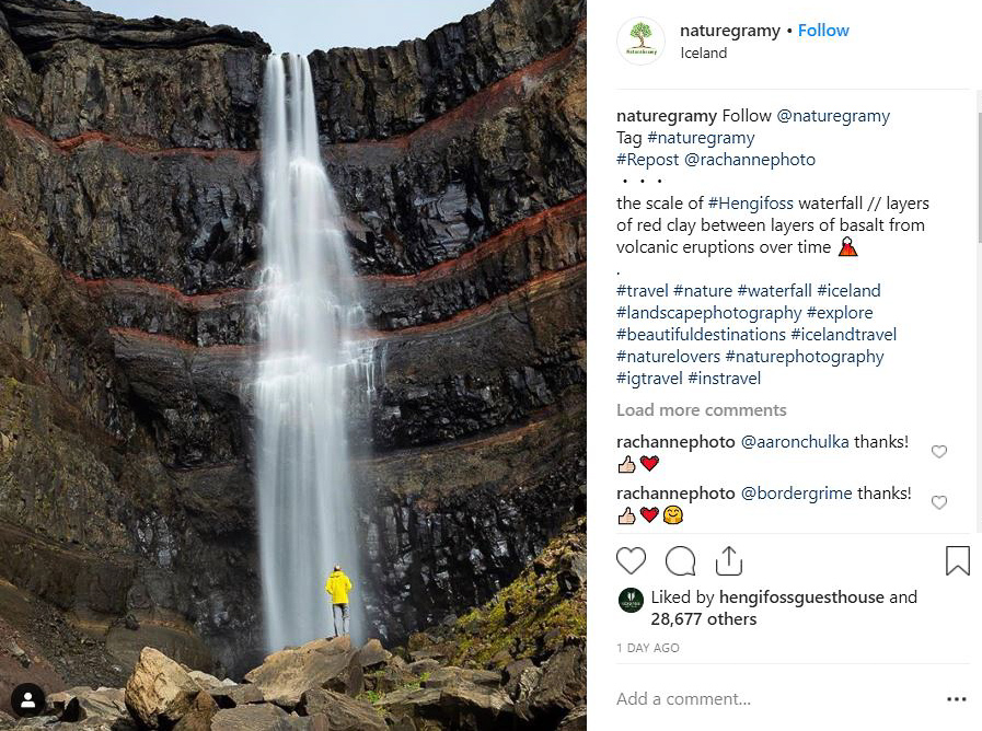 Hengifoss waterfall