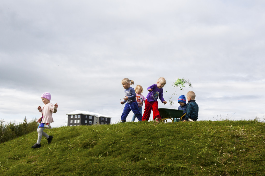 Playing in the grass