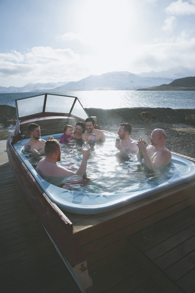 Relaxing in the hot tub